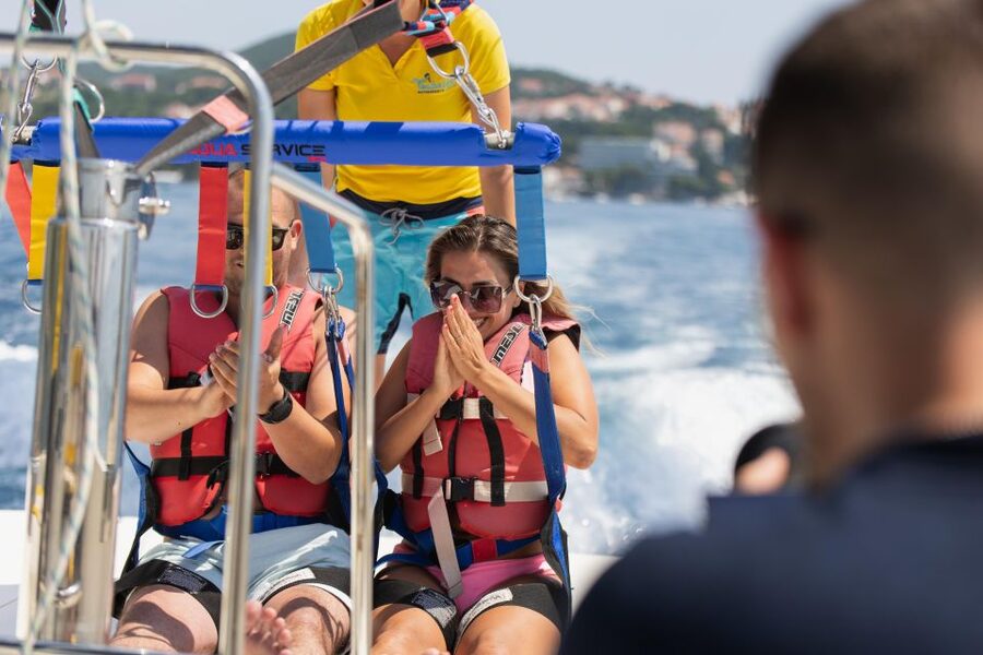 Cavtat: Parasailing - Where you start in Cavtat: Gabriel Watersports setup