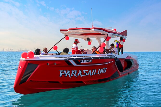Parasailing in Dubai with Palm Jumeirah and JBR Beach views - Getting Rigged Correctly at Sea Life Watersports Dubai