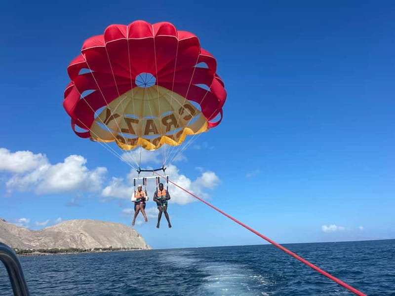 Santorini: Parasailing ExperiencePerissa,Perivolos,St.George - Where you go on Santorini: Perissa, Perivolos, and the St. George view