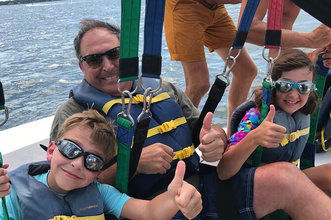 Sky High Parasailing From Marina Cafe - Destin Florida - Getting harnessed: the part that makes first-timers feel safe